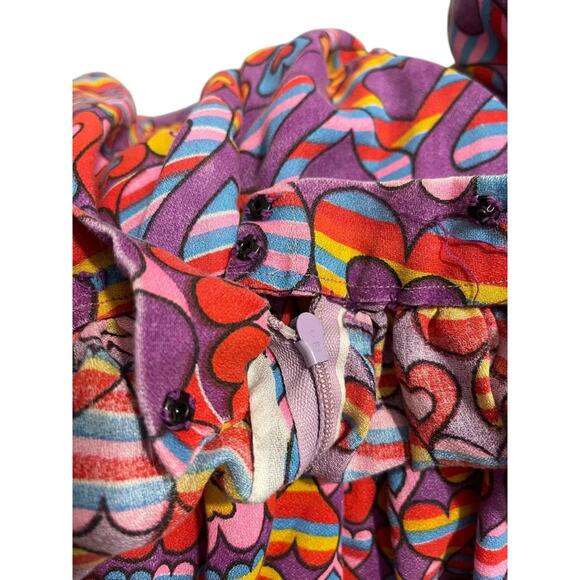 Vintage 1980s Handmade Heart Pattern Long Maxi Skirt Gathered - Picture 10 of 11